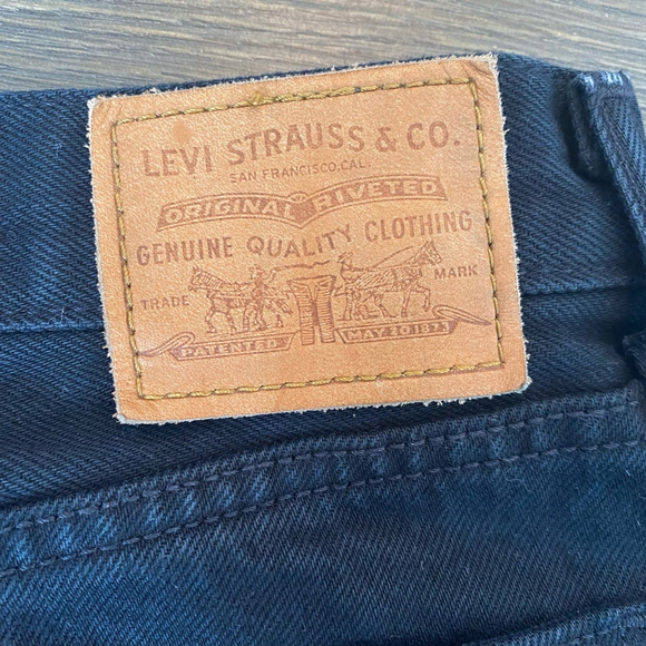 Levi's Jean Skirt 24 Black Denim Premium Frayed Western Rodeo Stampede Summer - Picture 10 of 15